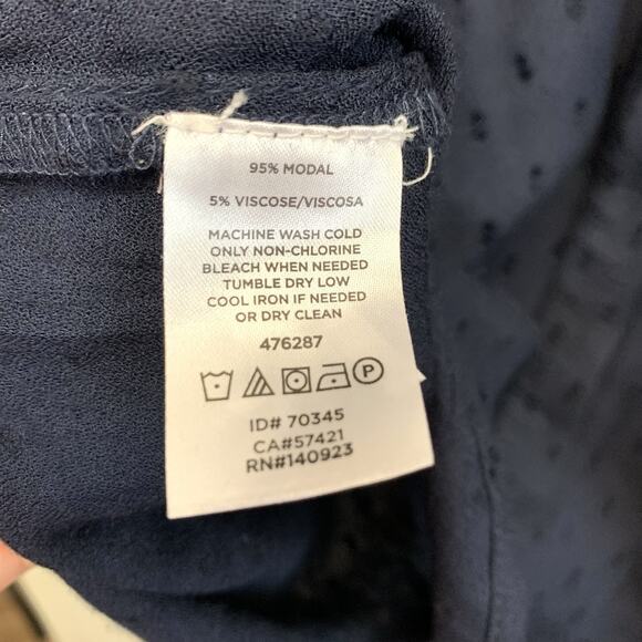 LOFT Ruffle Trim Swiss Dot Blue Top Long Sleeve XS NWT - Picture 4 of 7